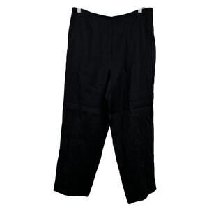 Talbots Trouser Pants Irish Linen Vintage Ankle Black 12 Coastal Office Classic